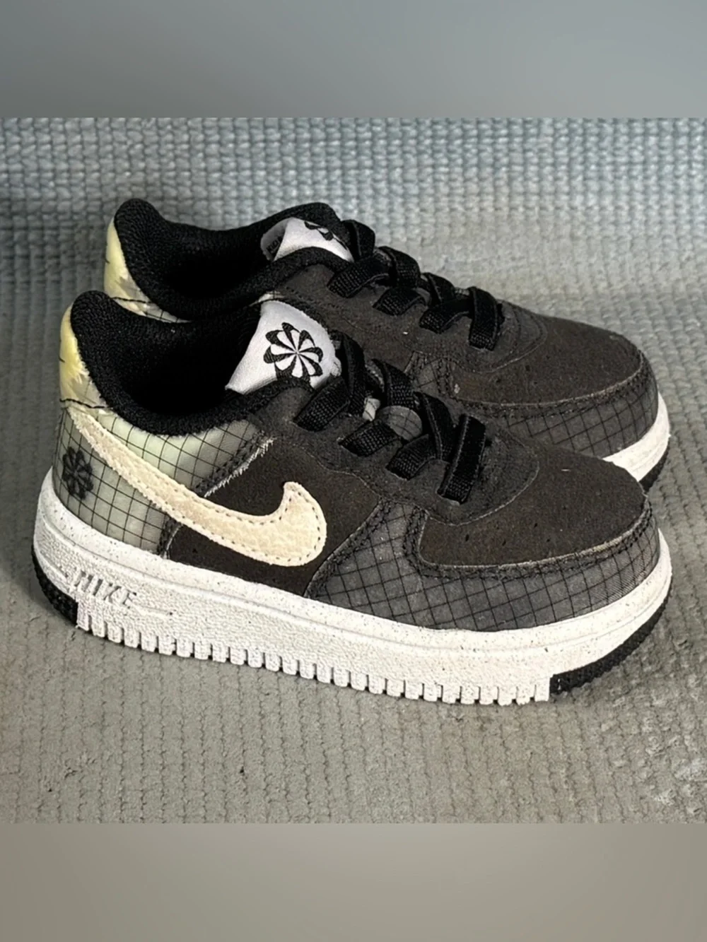 Nike Air Force 1‎ Crater (TD) Black Volt Shoes DH4089-001 Toddler Size 5C